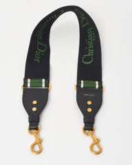 Dior Green & Black Embroidered Canvas Logo Strap
