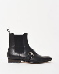 Gucci Men's Black Leather Buckle Chelsea Boots - 8 MEN