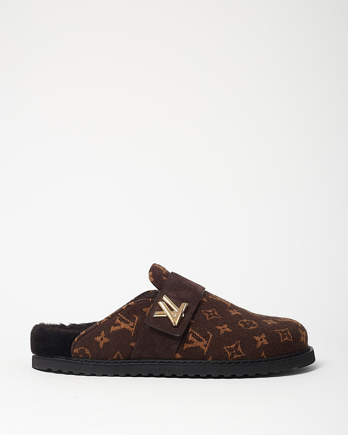 Louis Vuitton Brown Monogram Cashgora Wool LV Cosy Flat Comfort Closed Mules - 41