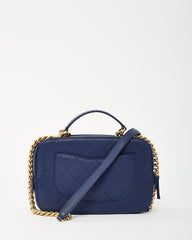 Chanel Blue Quilted Caviar Leather Business Affinity Camera Chain Bag GHW