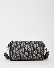 Dior Navy Blue Monogram Oblique Canvas Roller Messenger Crossbody Bag