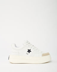 Dior White Calfskin Leather and Beige Suede Dior Star Sneakers - 38