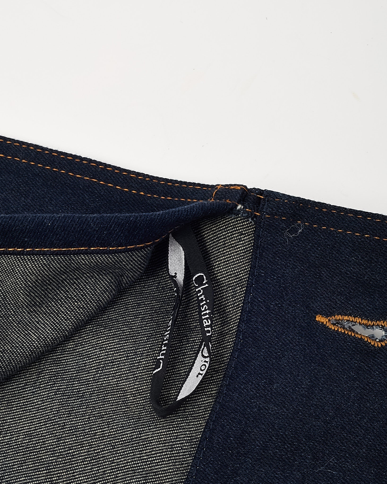 Dior Blue Denim Christian Dior Embroidered Logo Pouch