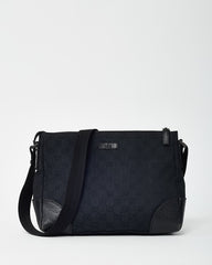 Gucci Black GG Monogram Canvas Messenger Crossbody Bag