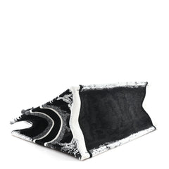 Canvas Embroidered Medium Paris Book Tote Black White