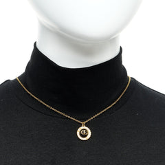 Metal Pearl CD Necklace Gold Black
