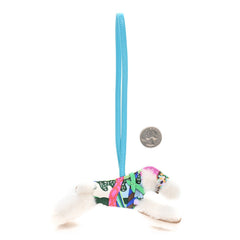 Milo Lambskin Shearling Silk Budy Charm Aloha Blue Hydra Vert Comics