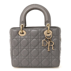 Lambskin Cannage Small Lucky Badges My Lady Dior Grey