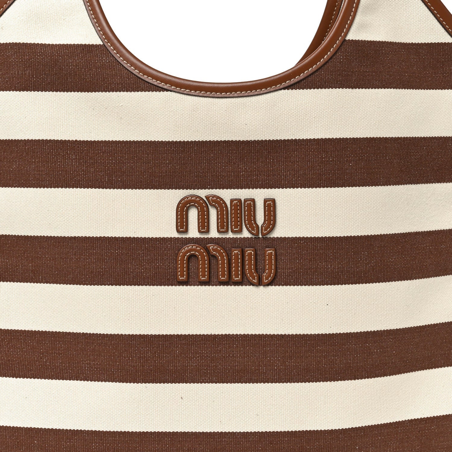 Canvas Calfskin Striped Ivy Cacao Naturale