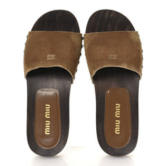 Suede Logo Slide Clogs 37 Cannella