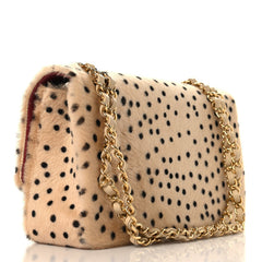 Pony Hair Cheetah Printed Creative Fabrics Flap Light Beige Black