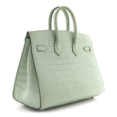 Matte Alligator Birkin Sellier 25 Vert D'eau