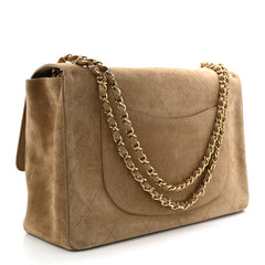 Suede Calfskin Souplissimo Maxi Flap Dark Beige