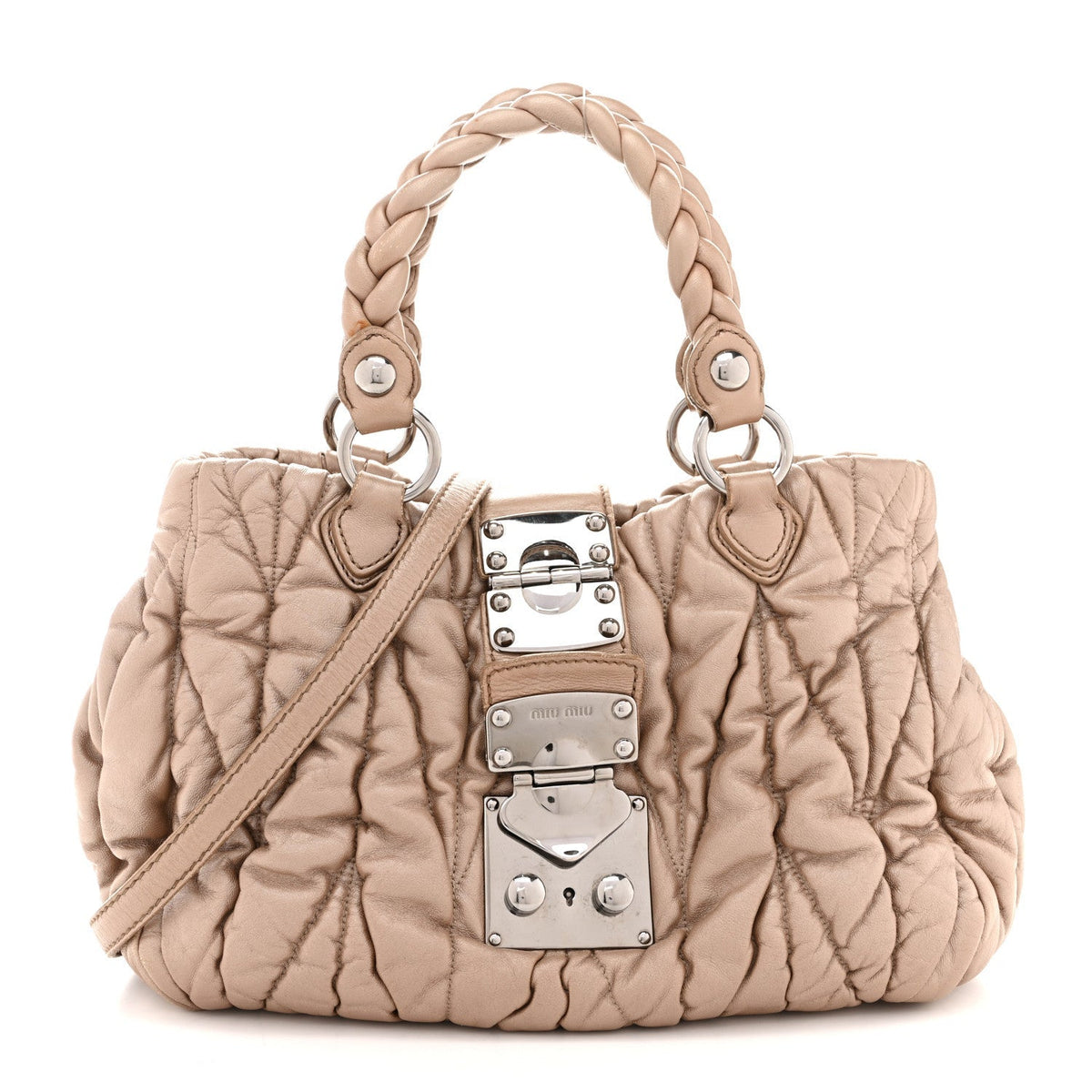 Metallic Nappa Matelasse Top Handle Satchel Cammeo