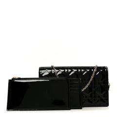 Patent Cannage Lady Dior Convertible Clutch Black