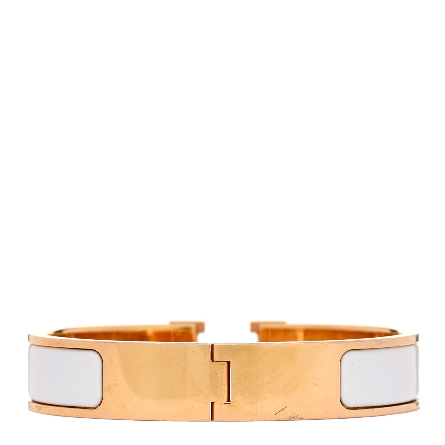 Enamel Narrow Clic Clac H Bracelet PM White
