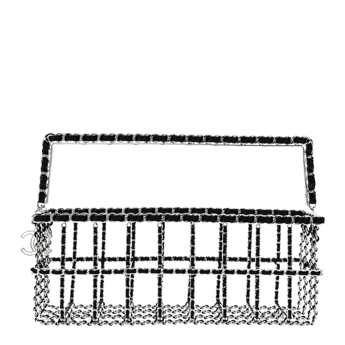 Brass Calfskin Grocery By Chanel Minaudiere Shopping Basket Silver