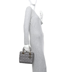Lambskin Cannage Small Lucky Badges My Lady Dior Grey