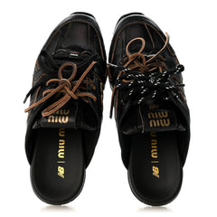 X NEW BALANCE Bleached Calfskin 530 SL Slip-On Sneakers Mules 37 Black