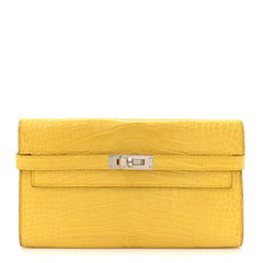 Matte Alligator Kelly Longue Wallet Mimosa