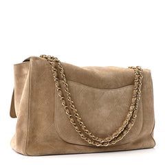 Suede Calfskin Souplissimo Maxi Flap Dark Beige